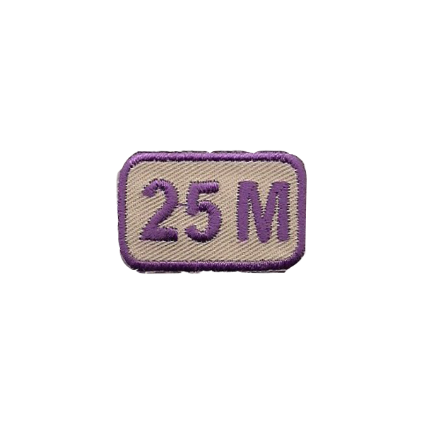 A purple patch that says 25m on it badge.