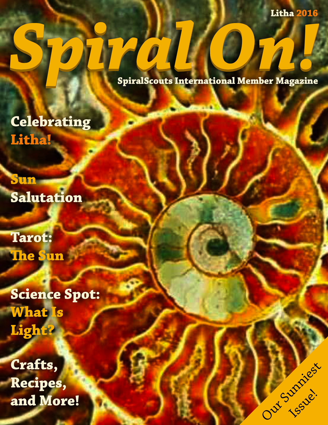 The cover of a magazine called spiralon, Litha 2016 magazine.