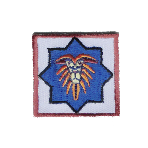 A blue and white square with a bird on it award.