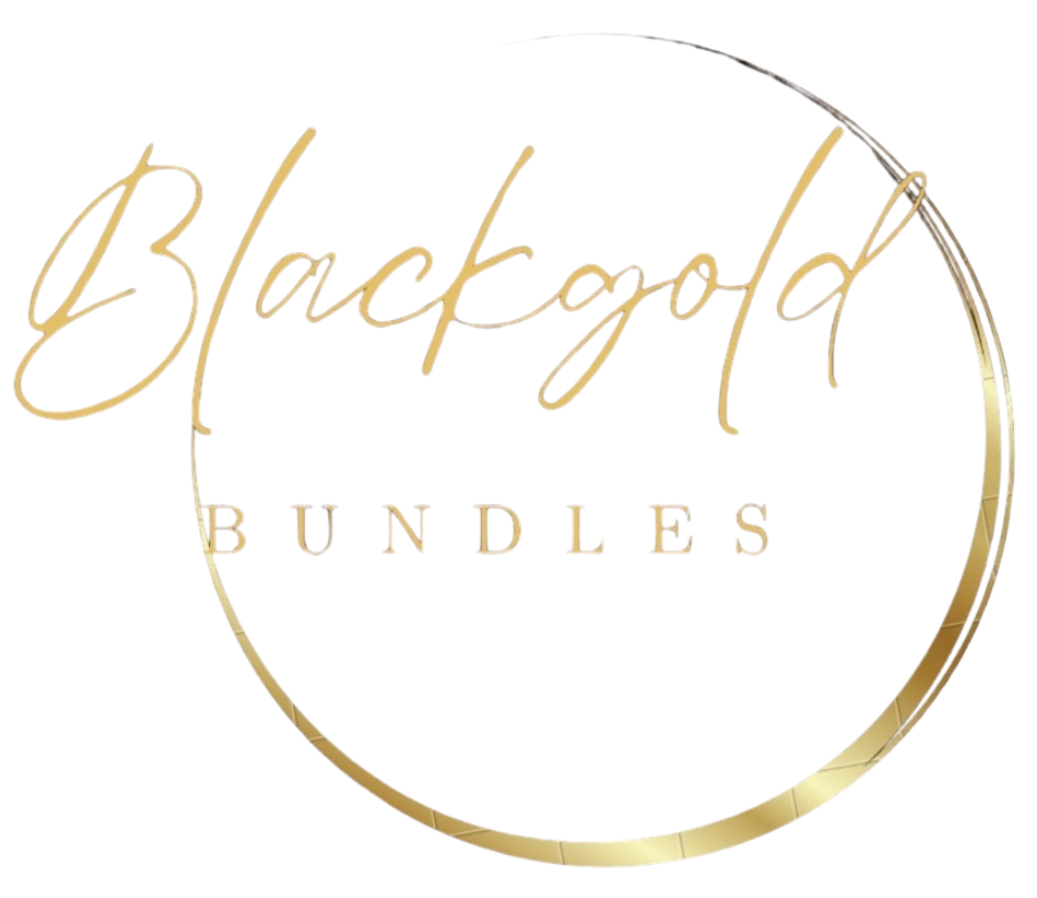 Blackgold Bundles logo in gold script and text inside a gold circle on white background.