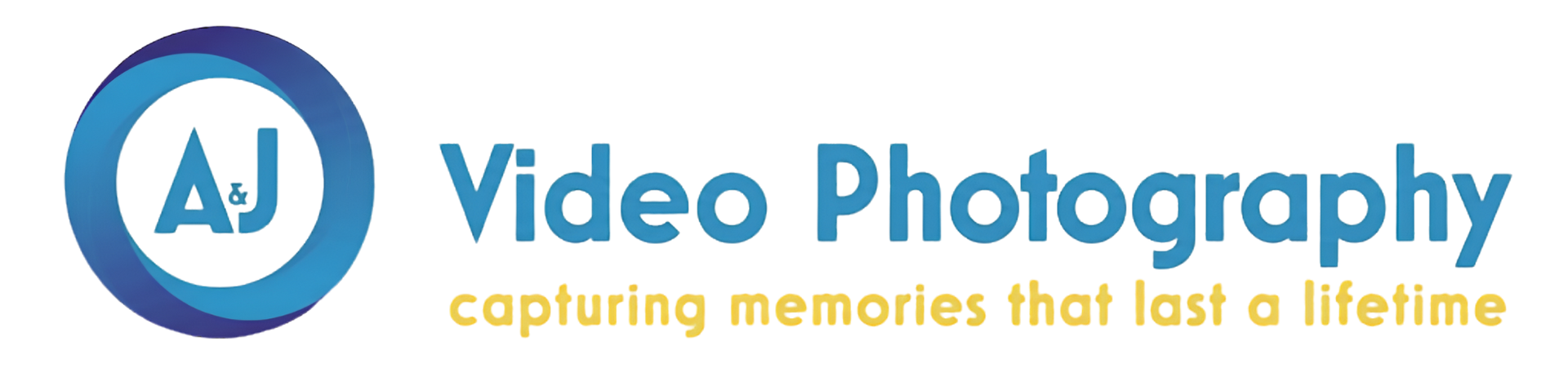 AJ Video Photography logo with a black circular AJ icon and gray text on a light background