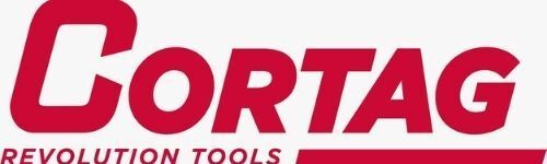 Logotipo de Cortag en rojo con el lema