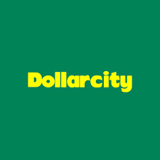 Logotipo de Dollarcity en texto amarillo sobre fondo verde