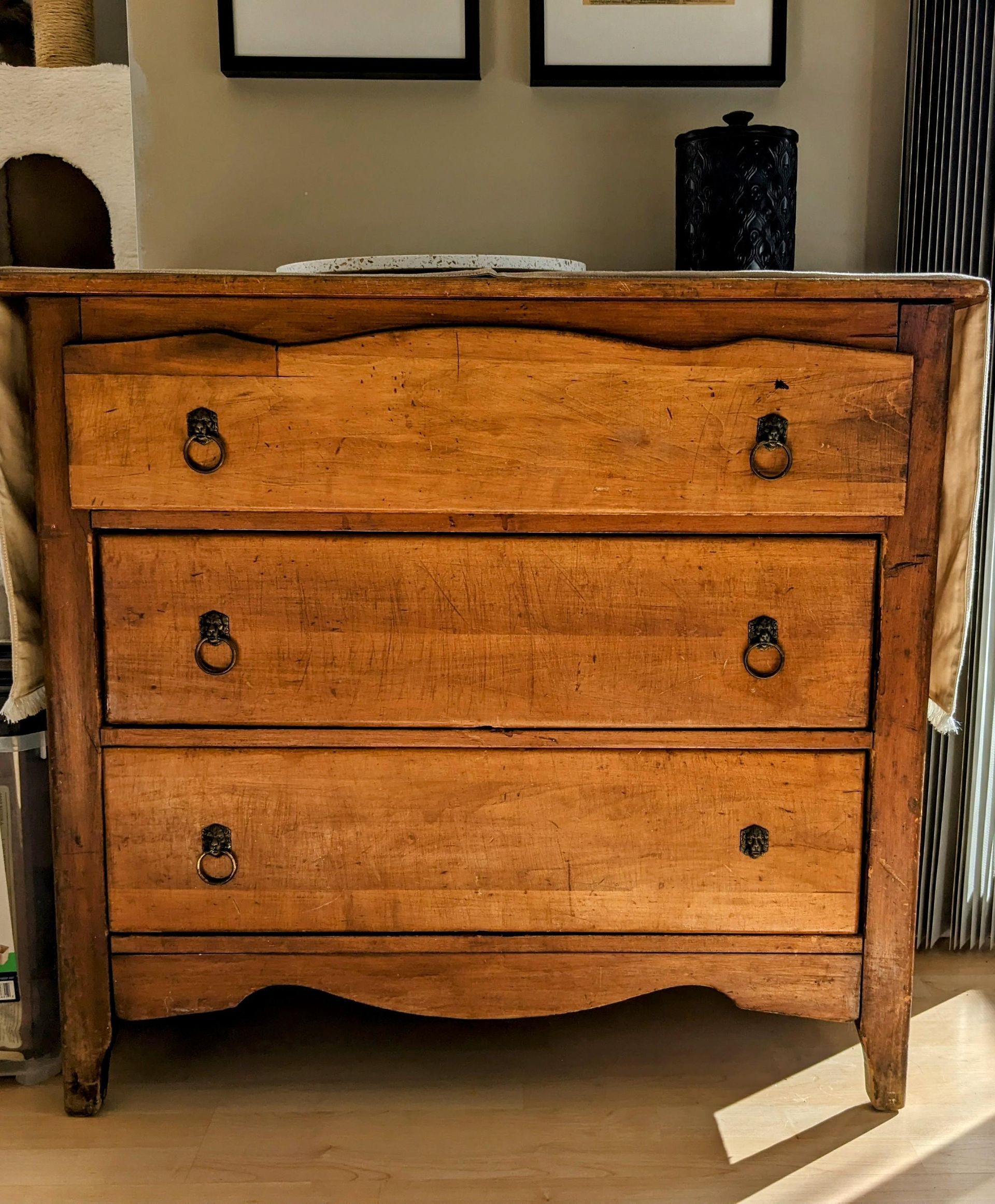 Wooden Dresser in bedroom
