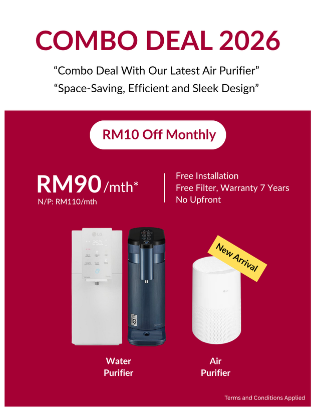 LG Duo Promo 2026 water and air purifier combo with RM10 off monthly for each product.