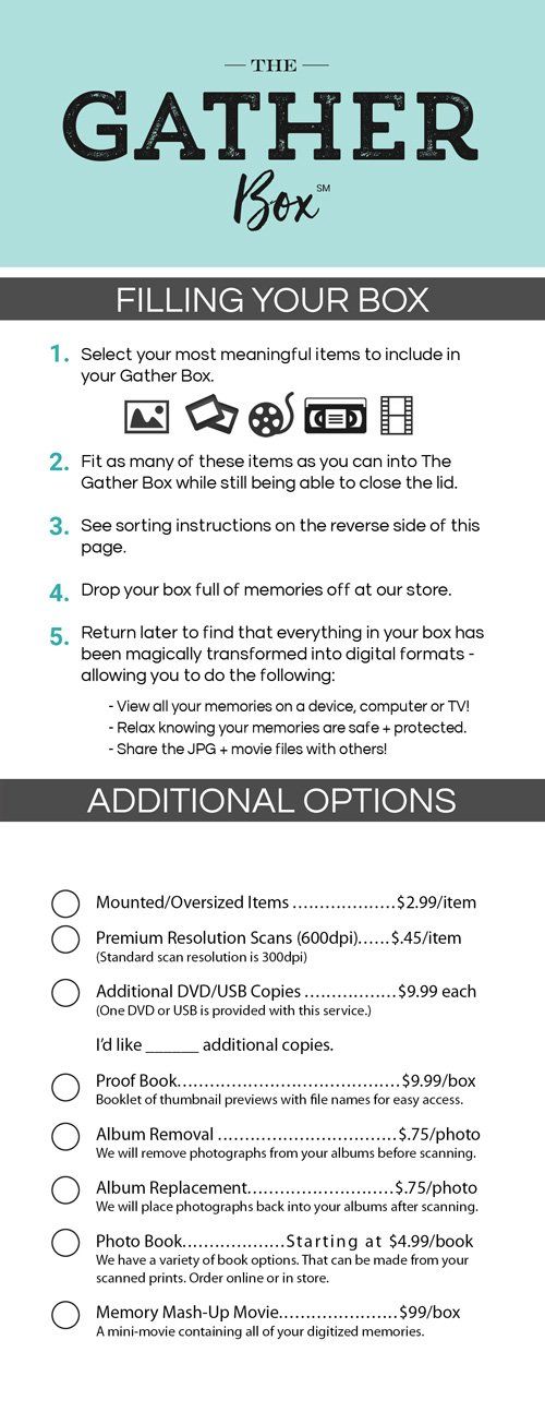 The Gather box - Filling your box