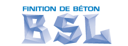 Un logo pour finition de béton bsl avec un fond blanc
