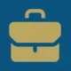 A yellow briefcase with a handle on a blue background.