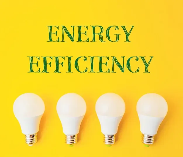 Five light bulbs demonstrating energy efficiency