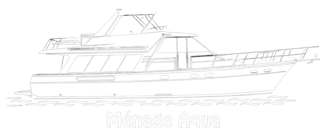 Sketch of a yacht on calm water with the name “Mistral” faintly visible below