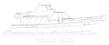 Sketch of a yacht on calm water with the name “Mistral” faintly visible below