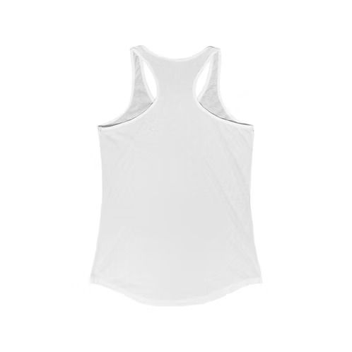 White racerback tank top with a black graphic of a cruise ship and “Mardi Gras” text