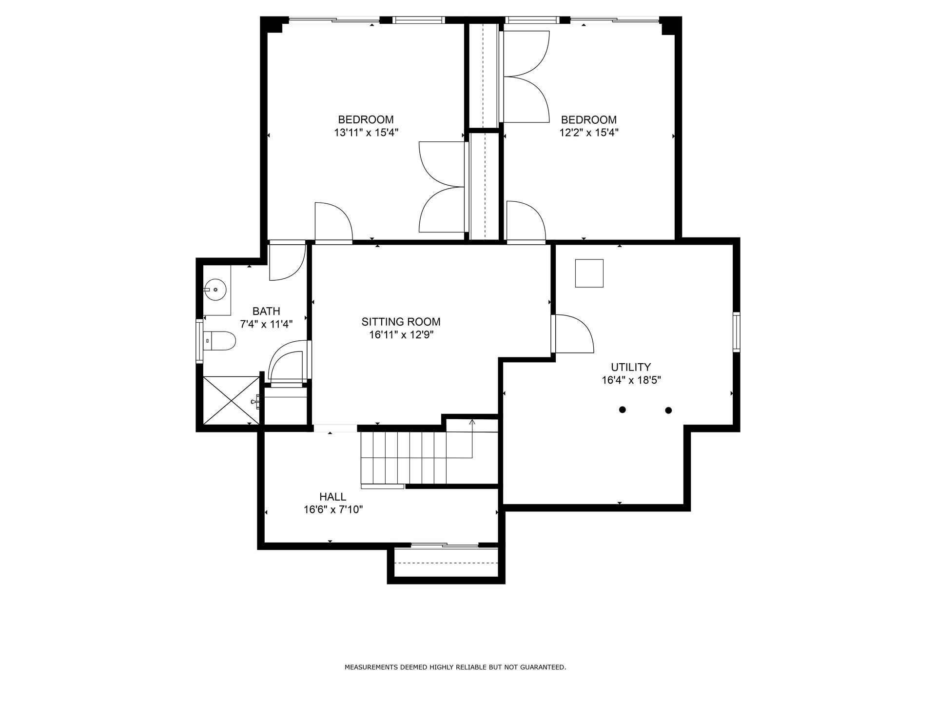A black and white floor plan of a house.