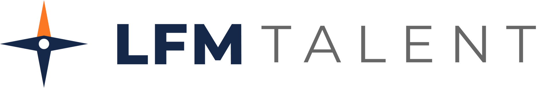 LFM Talent logo with navy compass icon and gray-blue text on white background