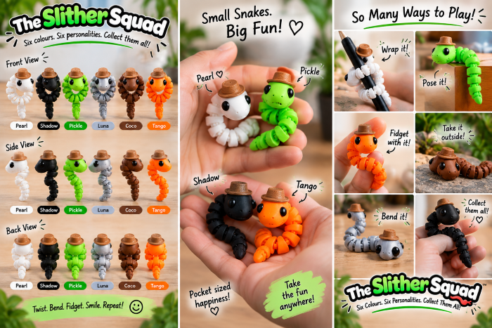 The Slither Squad – Collectible 3D Printed Fidget Snakes