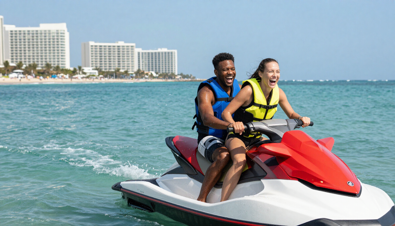 Friends enjoying a jet ski tour in Florida