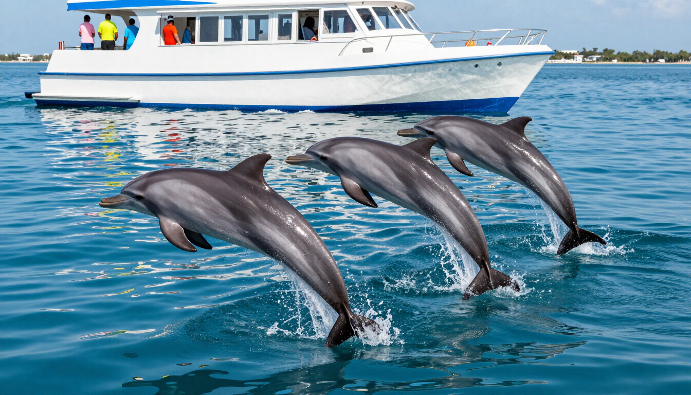 Dolphins jumping