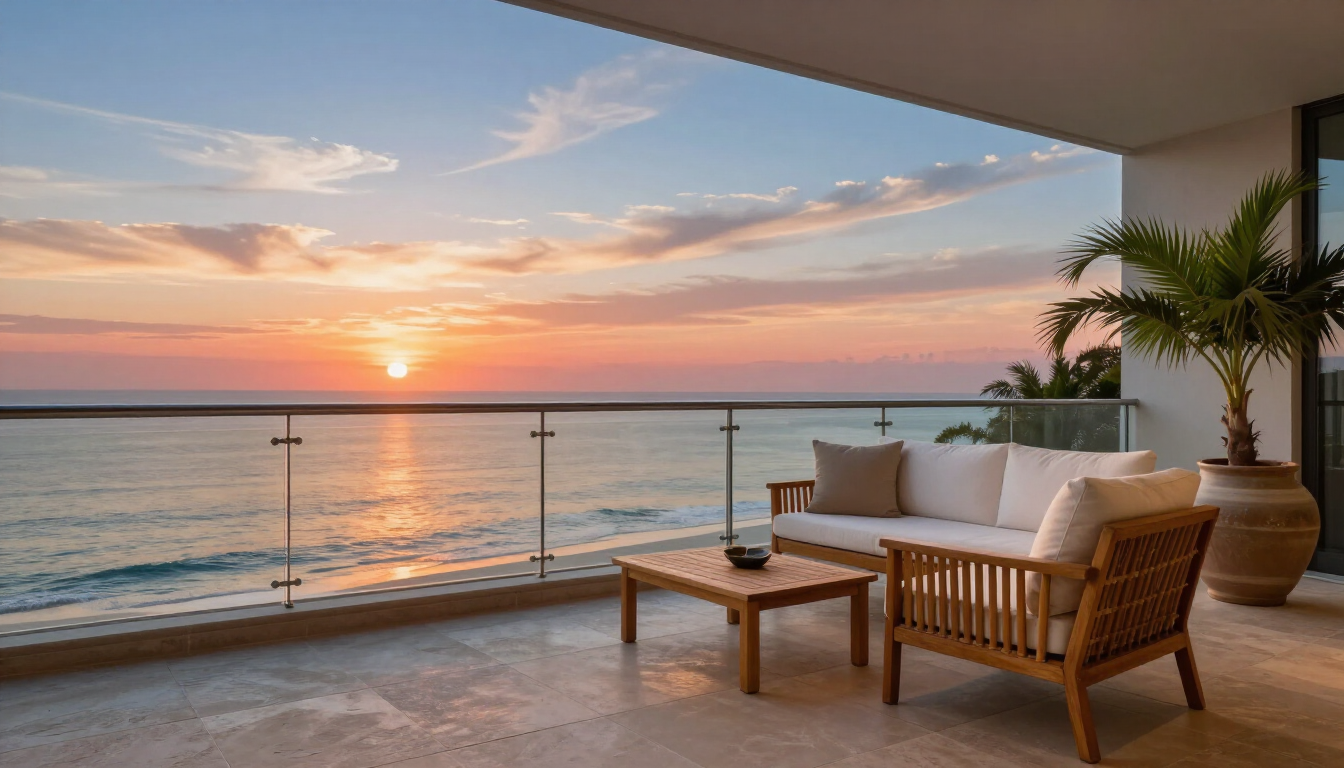Vacation rental balcony overlooking the beach