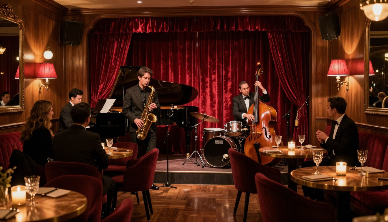 Interior of a sophisticated jazz club