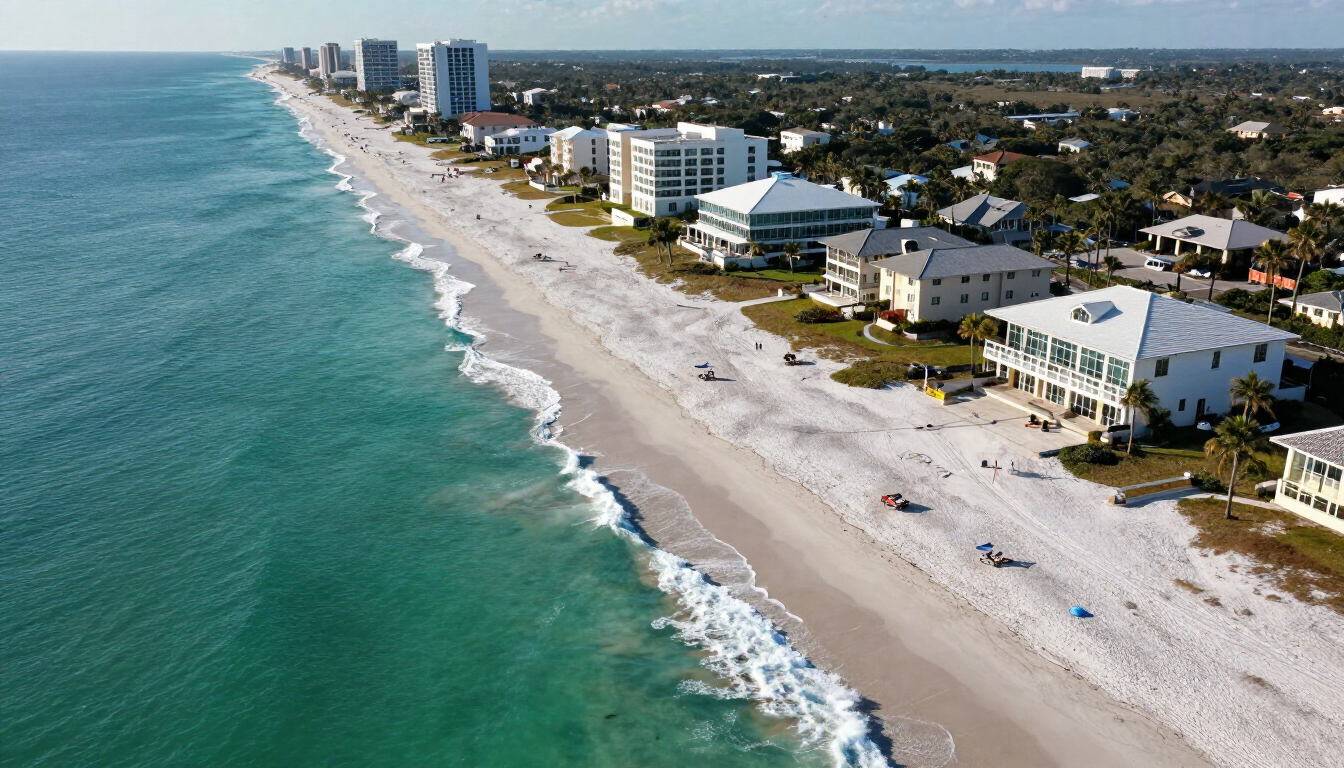 Beautiful balcony view of the Florida Gulf Coast from a luxury vacation rental.