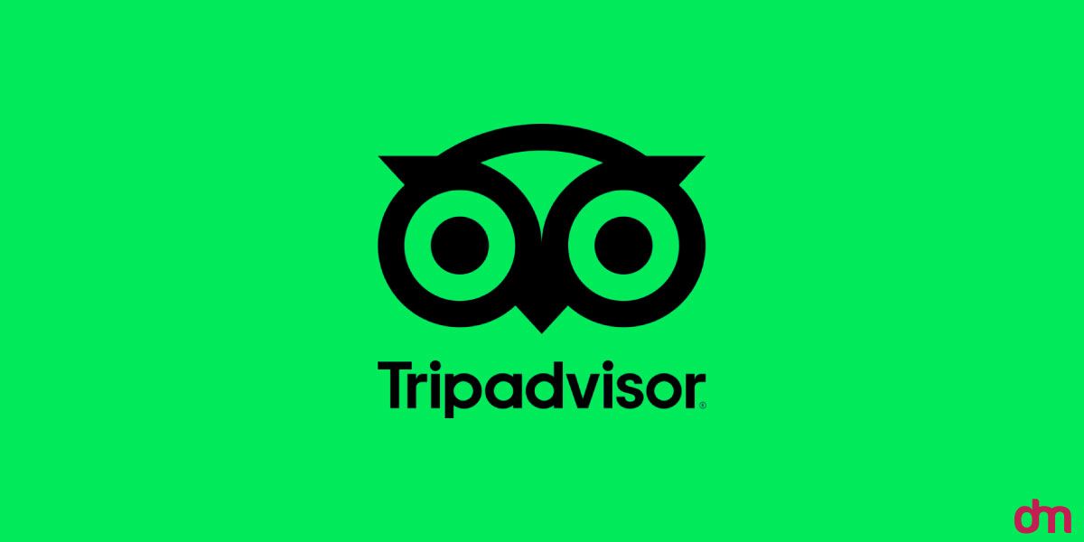 Tripadvisor logo on a bright green background with black owl icon and wordmark