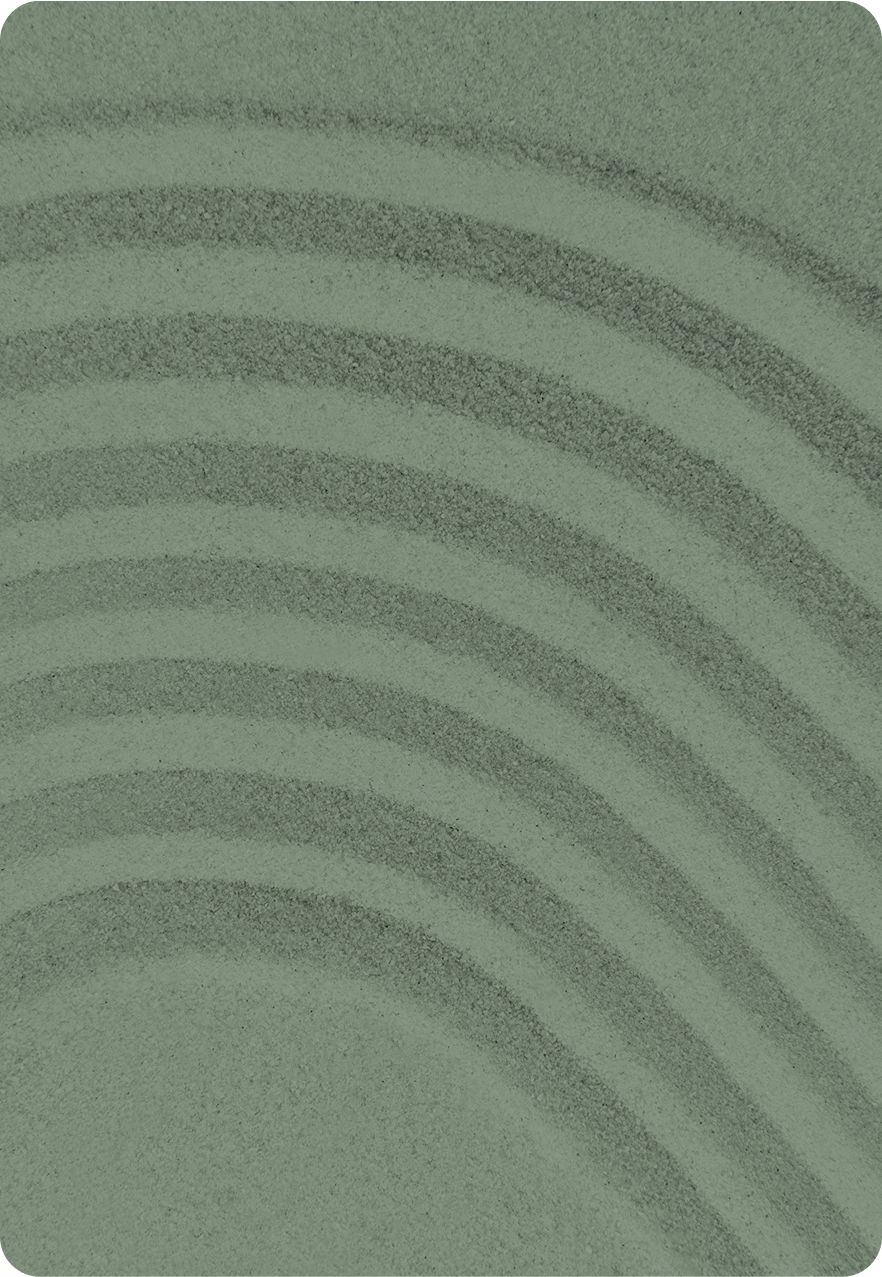 Green rug with curved, darker green stripes.
