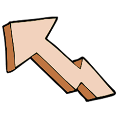 Upward-pointing arrow with brown outline and shadow.