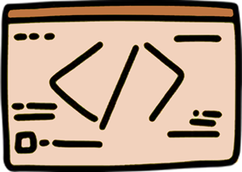 Code editor window with angle brackets, representing coding.