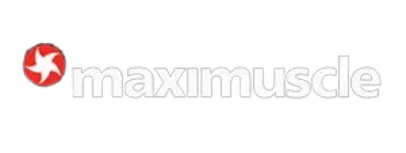 Maximuscle logo: red and white stylized shape with the brand name.