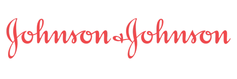 Johnson & Johnson logo in coral script.
