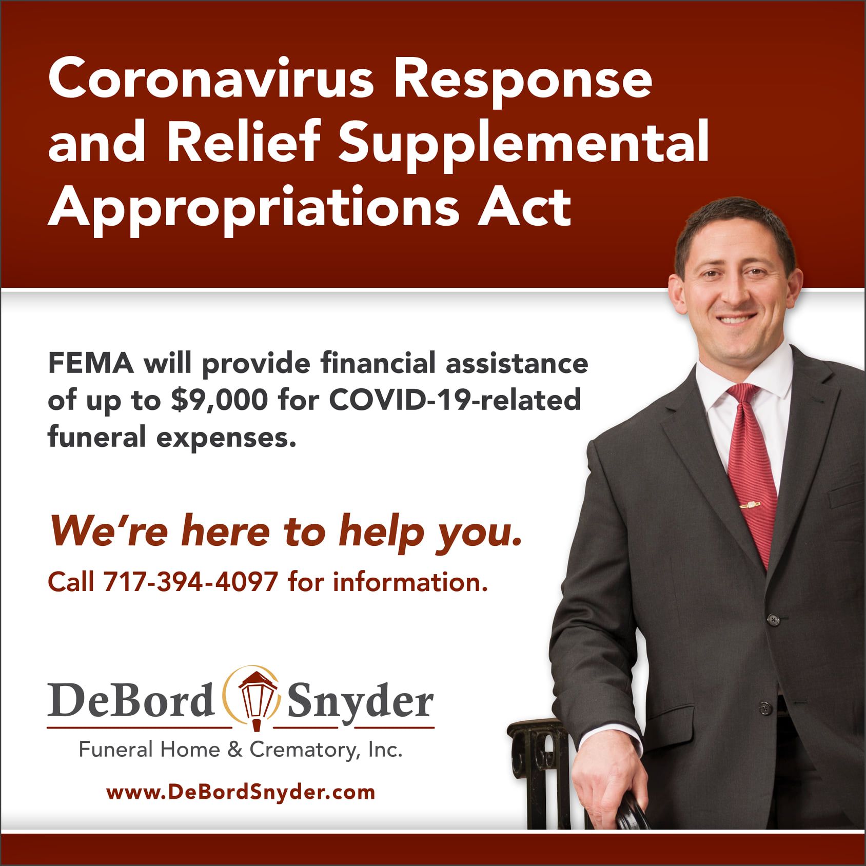 an advertisement for debord snyder funeral home and crematory