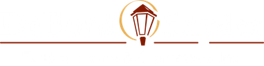 a drawing of a lamp with a house in the background .