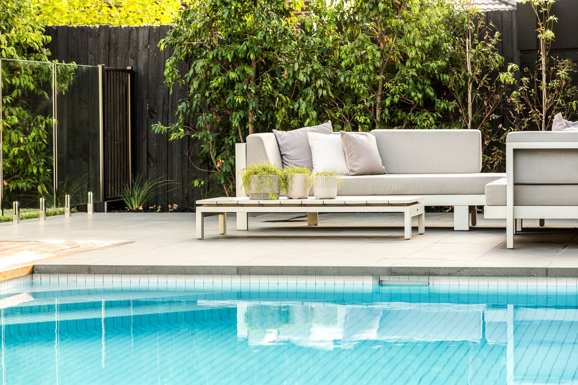 Child-safe pool fence installation in Baldwin County by Mitchell Fence Company