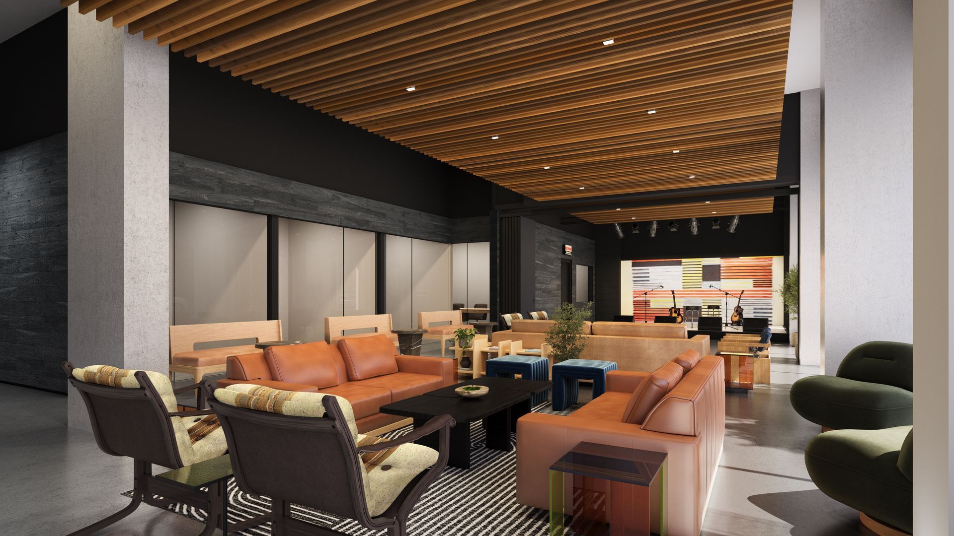 rendering of the Tempo at White Oak Apartment lobby