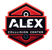 Alex collision center logo on a white background