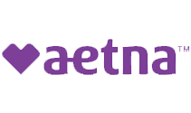 Purple Aetna logo with heart icon and wordmark
