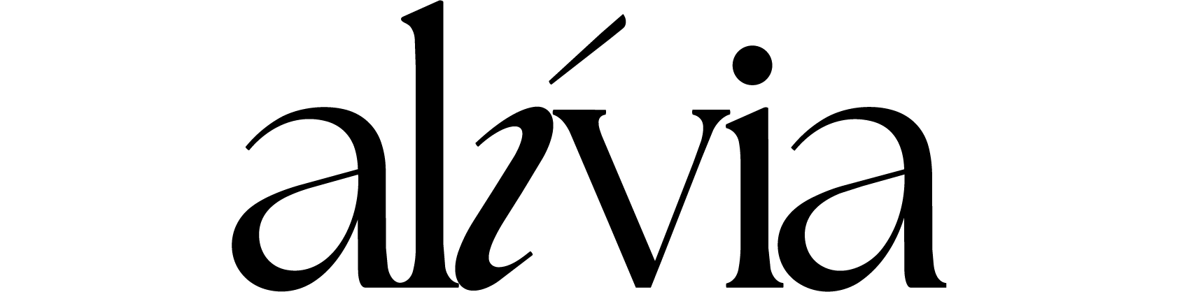 Stylized black lowercase “alivia” logo on a white background