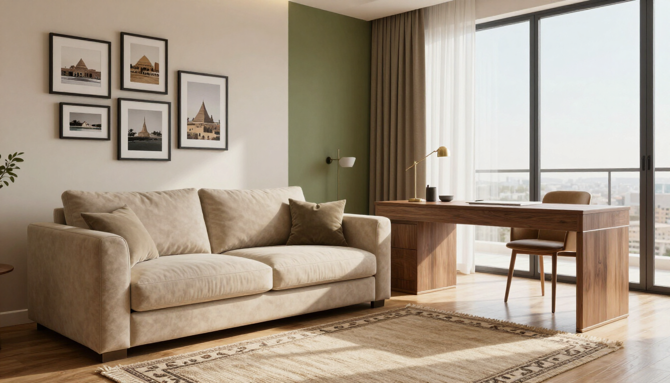 Modern serviced apartment living room in Maadi, Cairo