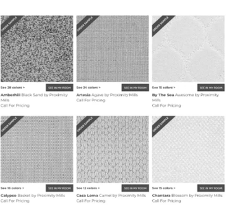 A screenshot of a website showing different patterns and colors