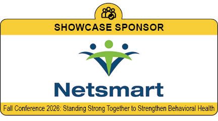 Netsmart showcase sponsor banner with logo and yellow header for Fall Conference 2016 leadership event