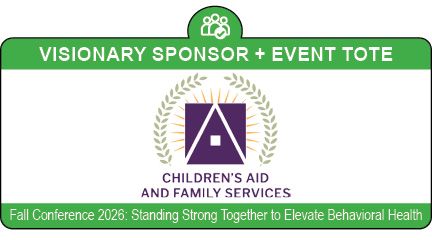 Banner for Childrens Aid and Family Services: “Visionary Sponsor + Event Tote,” green and purple with gold laurel design.