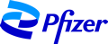 Pfizer logo in blue with stylized “P” icon and wordmark
