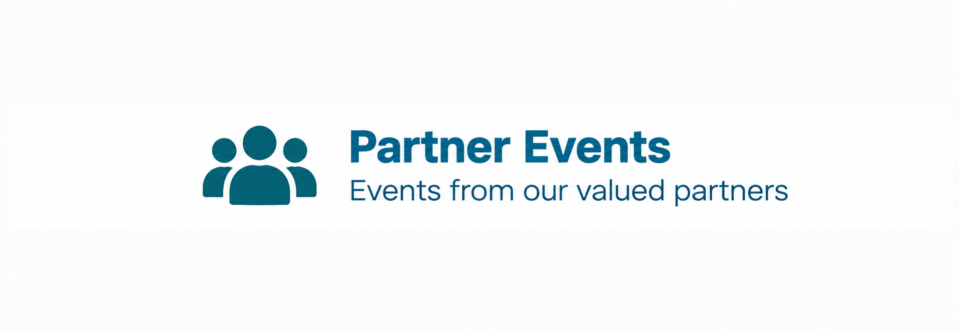 Partner Events logo with teal people icon and the text “Events from our valued partners.”
