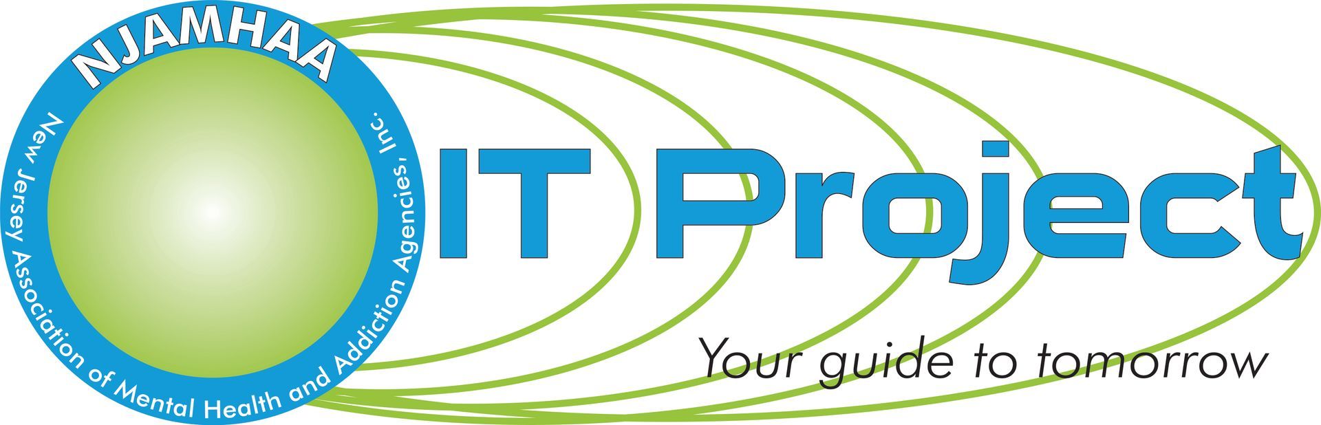 Logo for “IT Project” with a blue-green circular emblem and the tagline “Your guide to tomorrow”