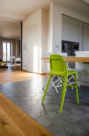 parquet e piastrelle cucina