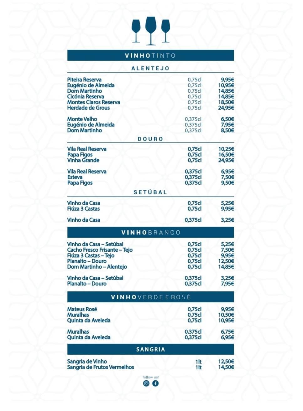 Carta de Vinhos Maravilhas à Mesa
