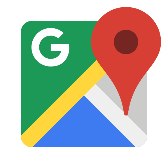 Um ícone do Google Maps com um alfinete vermelho