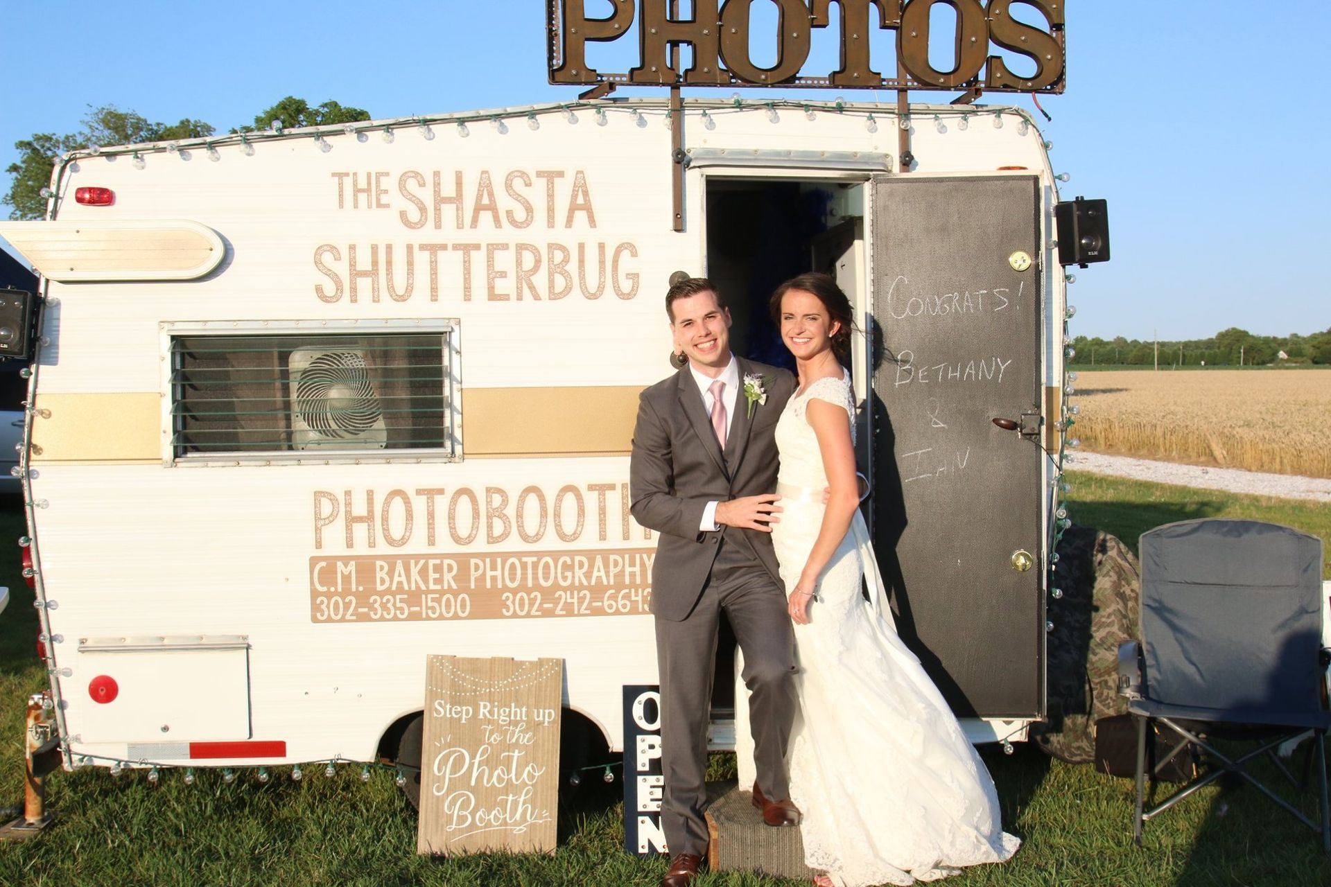vintage trailer photo booth at wedding
