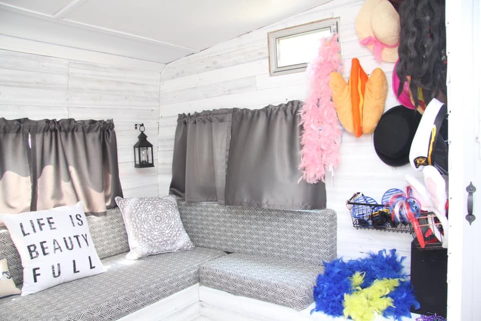 interior of vintage camper photo booth