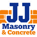 JJ Masonry & Concrete logo in blue and orange with brick design